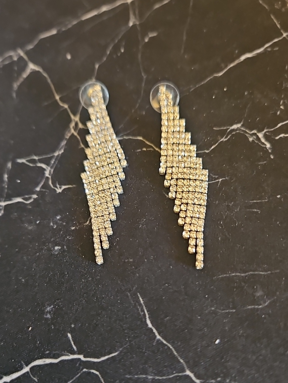 Crystal Fringe Dangle Earrings - Gold Tone